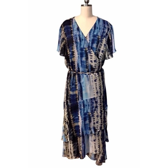 INC International Concepts Dresses & Skirts - INC International Concepts‎ Tie Dye Wrap Dress Fairy Tiered Women's Sz 18W New